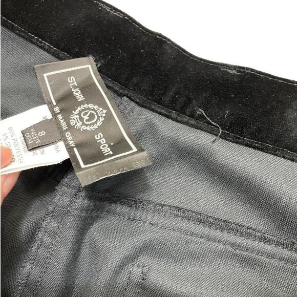 St. John Sport by Marie Gray High Rise Straight Leg Velvet Pants Black Size 8 - Picture 7 of 12
